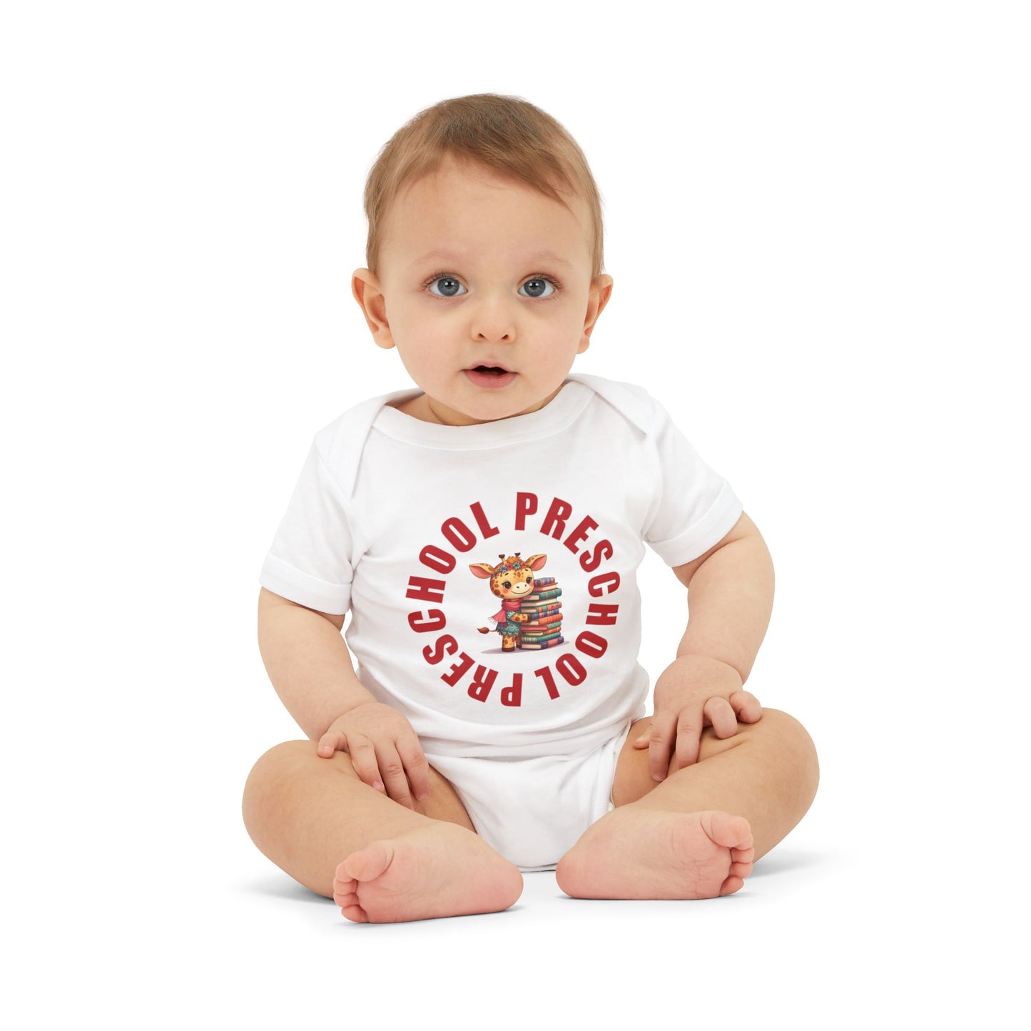 Custom Preschool Giraffe with Books Infant Jersey One Piece
