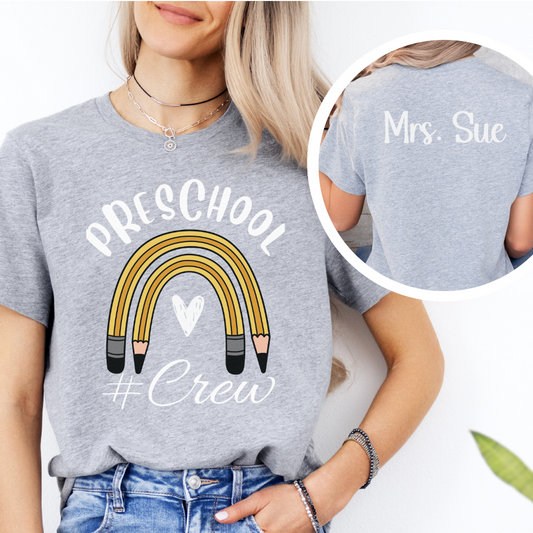 Custom Unisex Pencil Preschool Crew T-Shirt