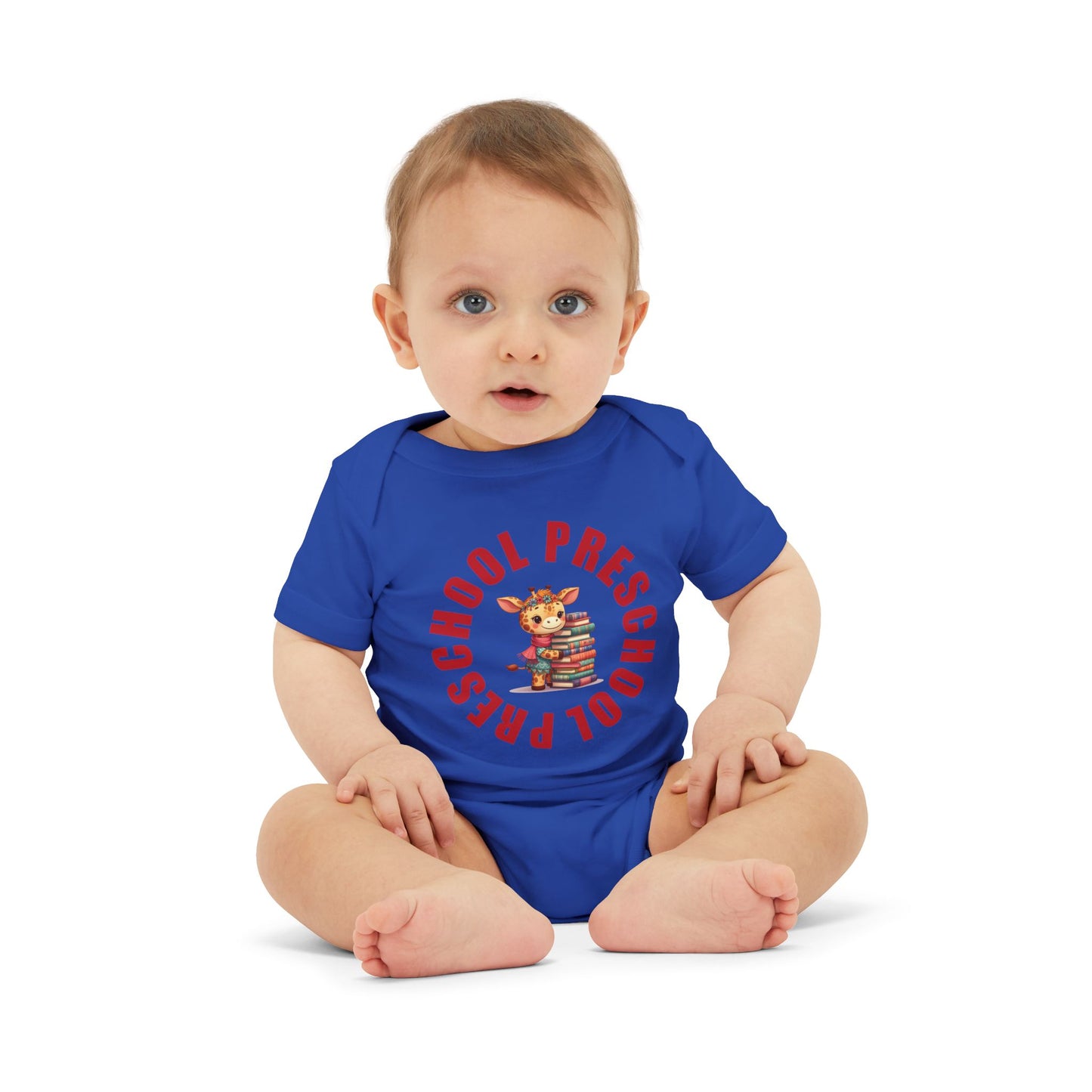 Custom Preschool Giraffe with Books Infant Jersey One Piece