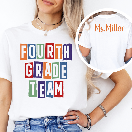 Custom Unisex Fourth Grade Team T-Shirt