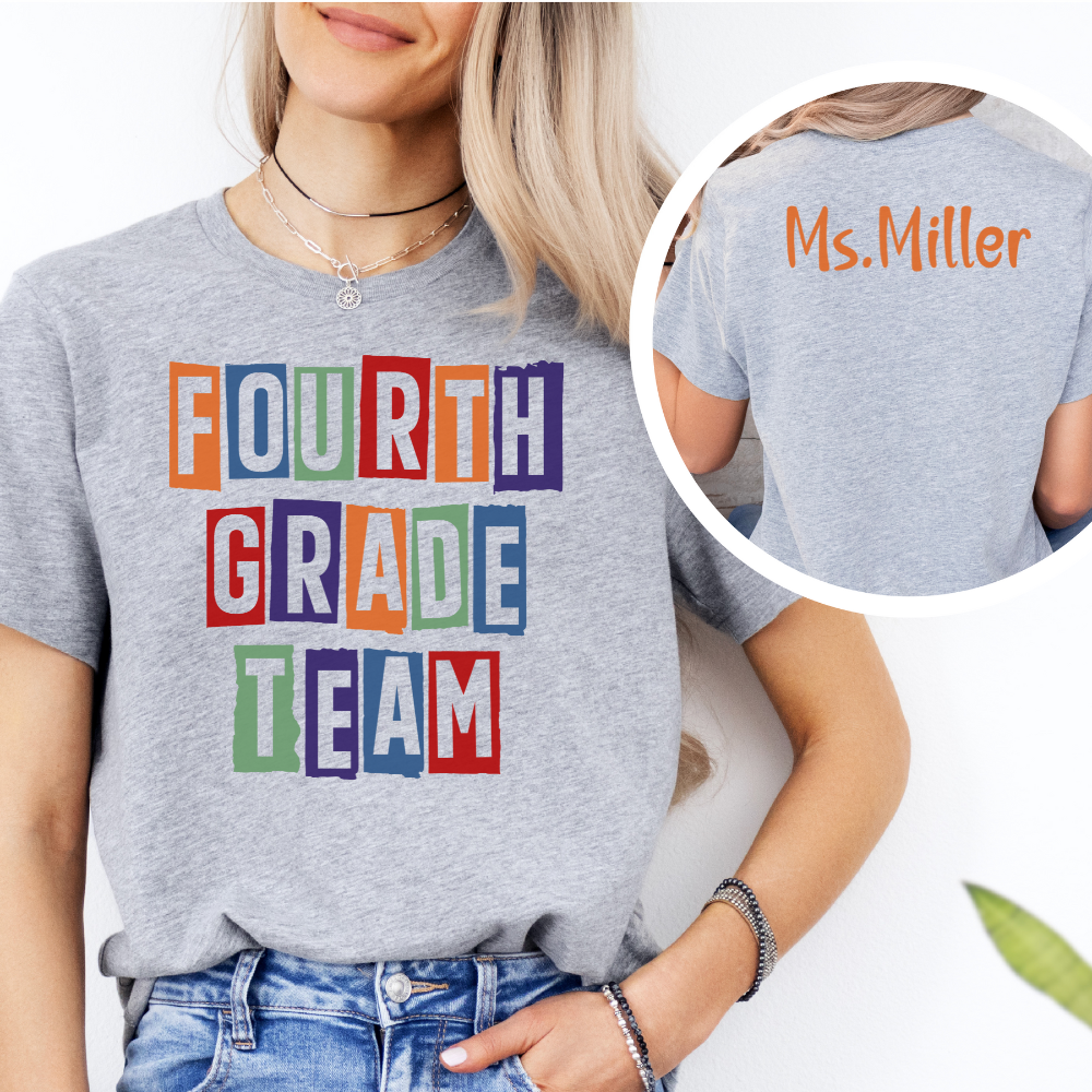 Custom Unisex Fourth Grade Team T-Shirt