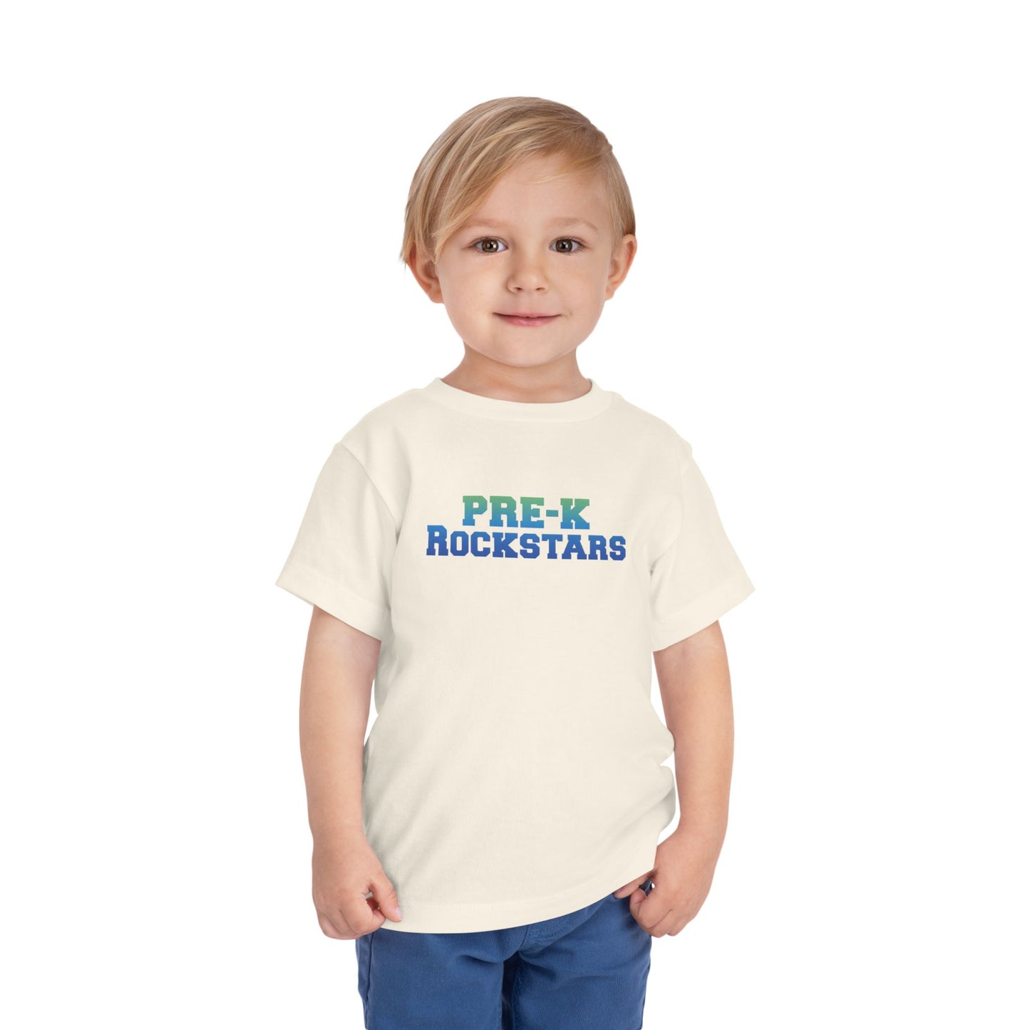 Custom Green-Blue Pre-K Rockstars Toddler T-Shirt