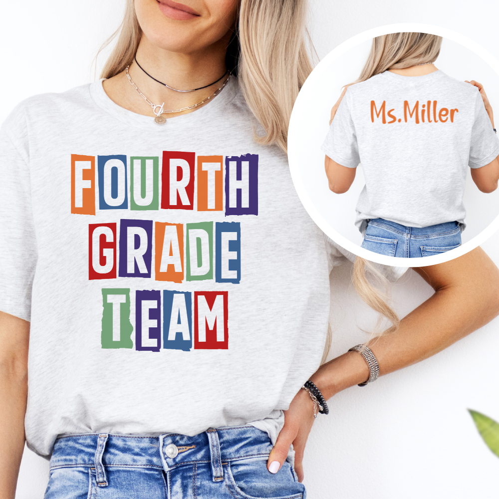 Custom Unisex Fourth Grade Team T-Shirt