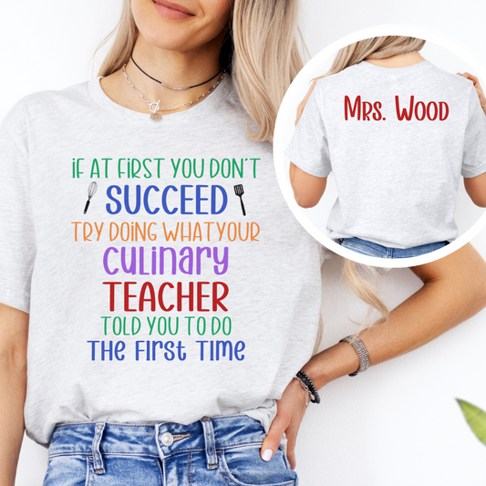 Custom Unisex Culinary Teacher T-Shirt