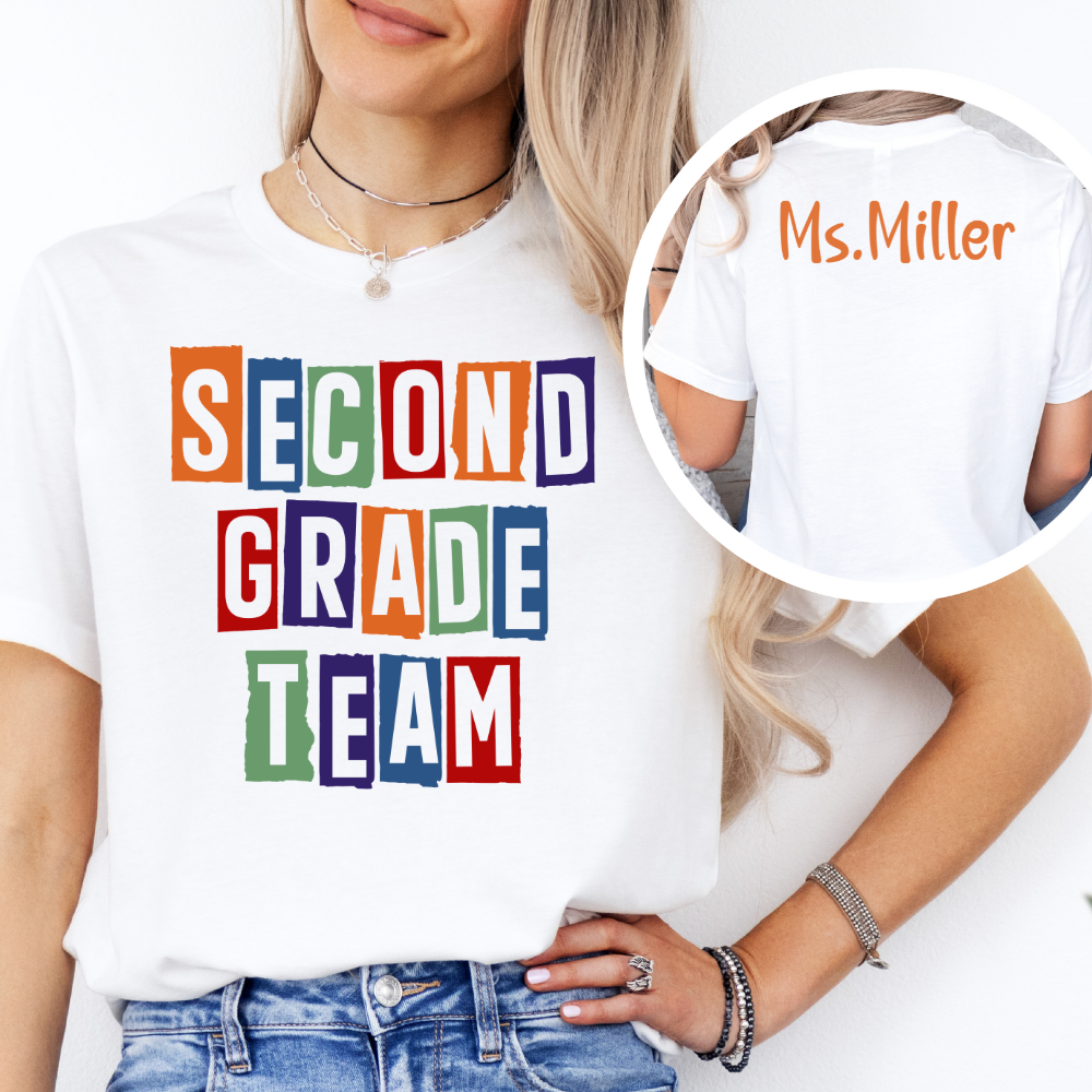 Custom Unisex Colorful Second Grade Team T-Shirt