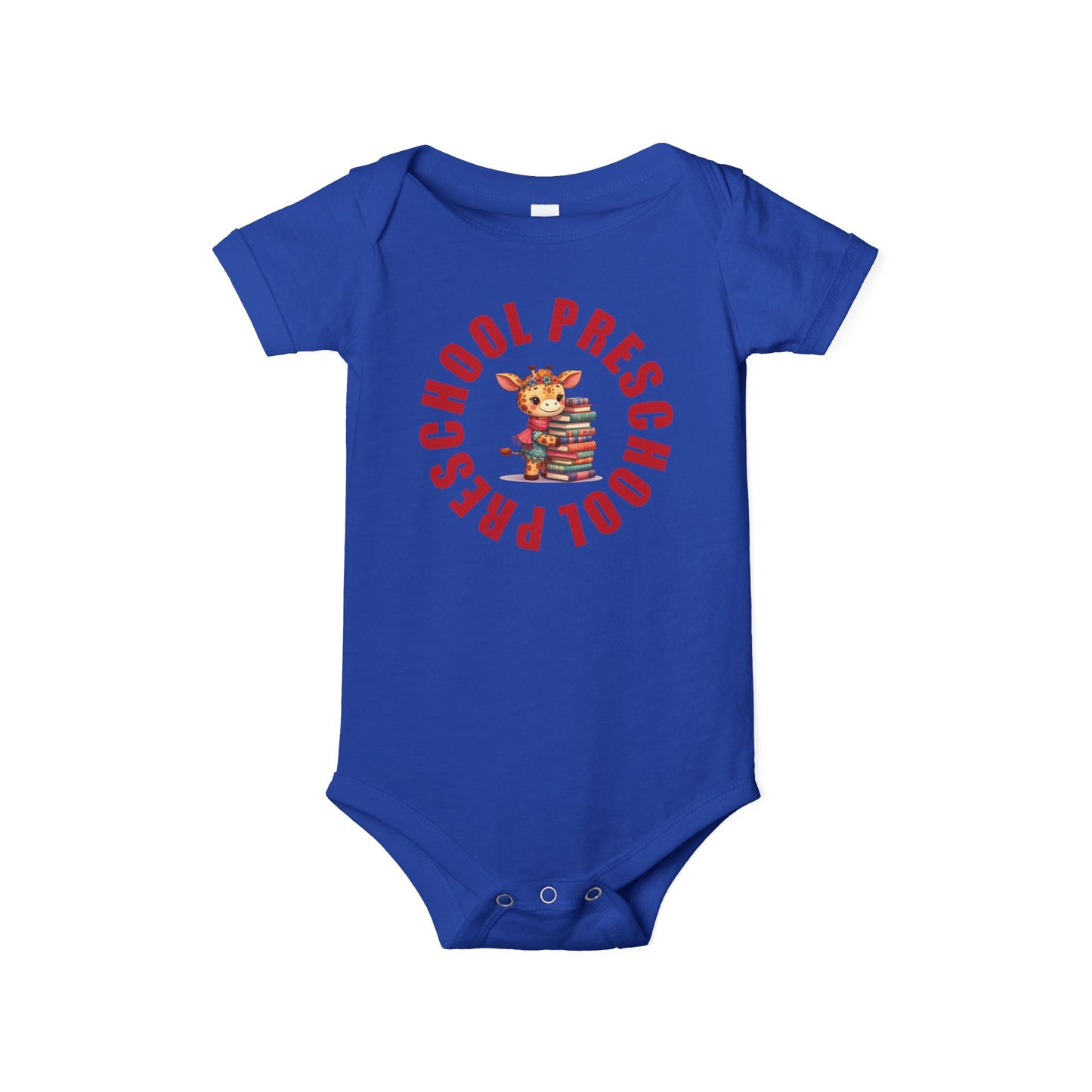 Custom Preschool Giraffe with Books Infant Jersey One Piece
