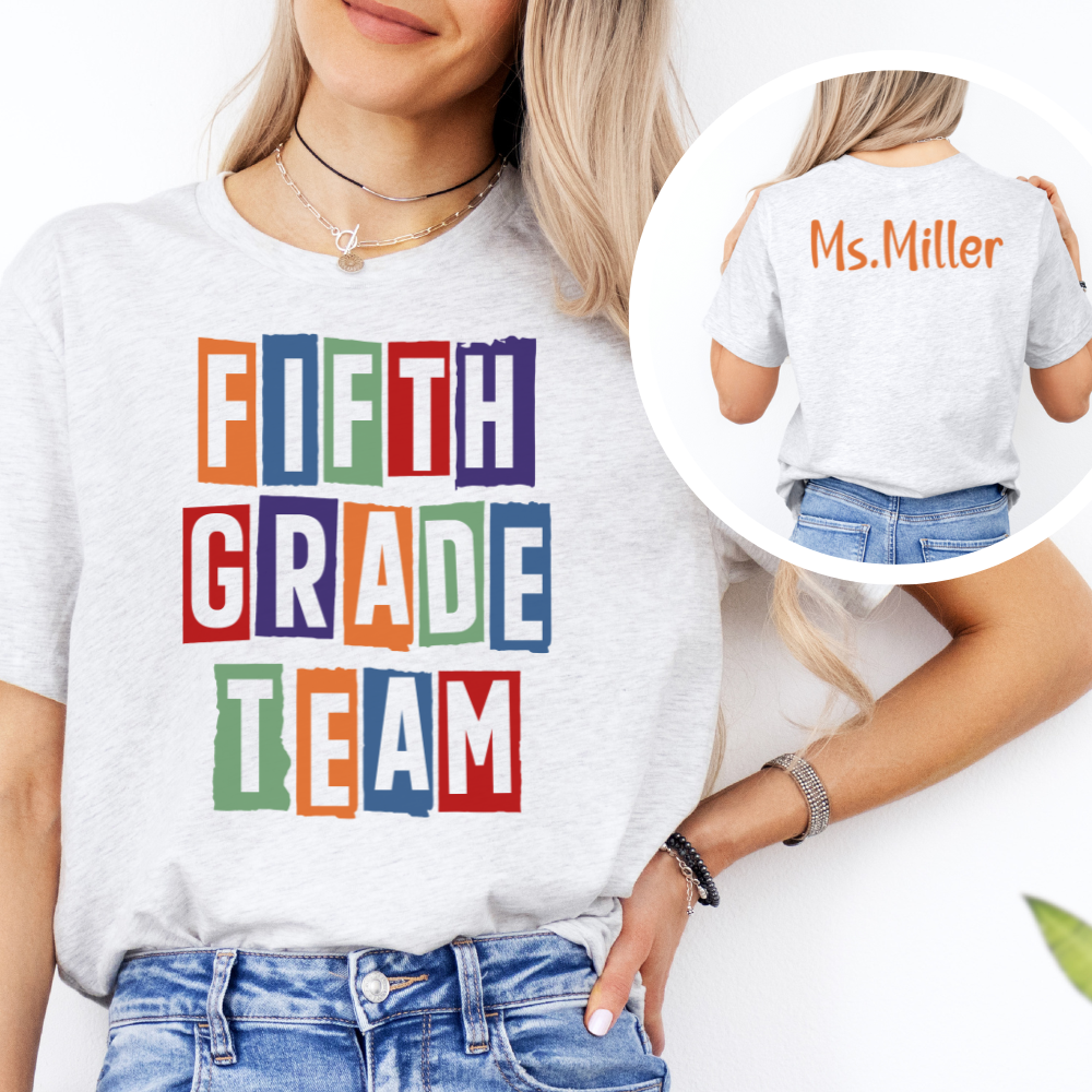 Custom Unisex Fifth Grade Team T-Shirt