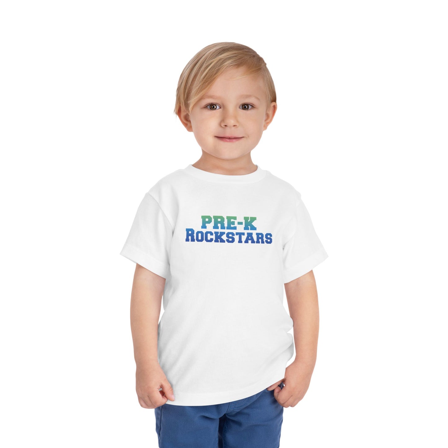 Custom Green-Blue Pre-K Rockstars Toddler T-Shirt