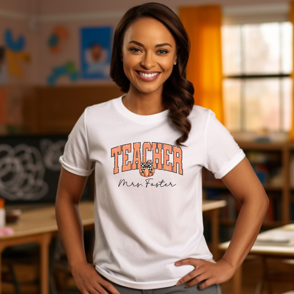 Custom Unisex Pumpkin Teacher T-Shirt