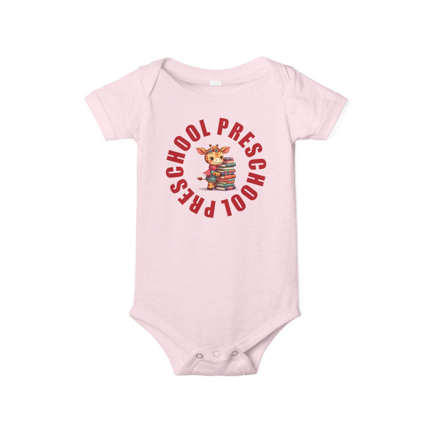 Custom Preschool Giraffe with Books Infant Jersey One Piece