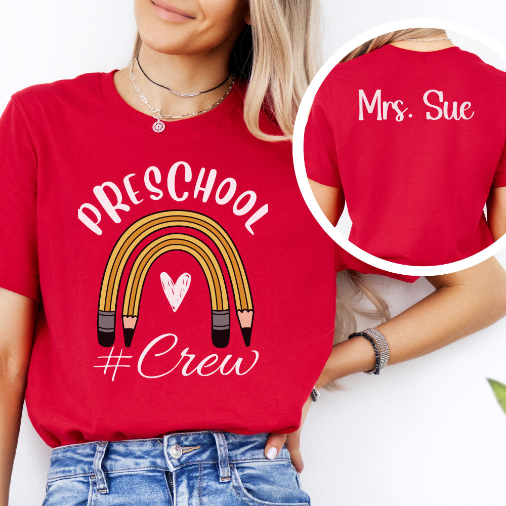 Custom Unisex Pencil Preschool Crew T-Shirt