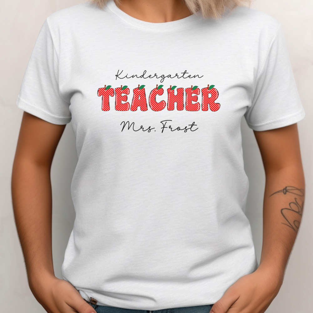 Custom Unisex Kindergarten Polka Dot Teacher T-Shirt