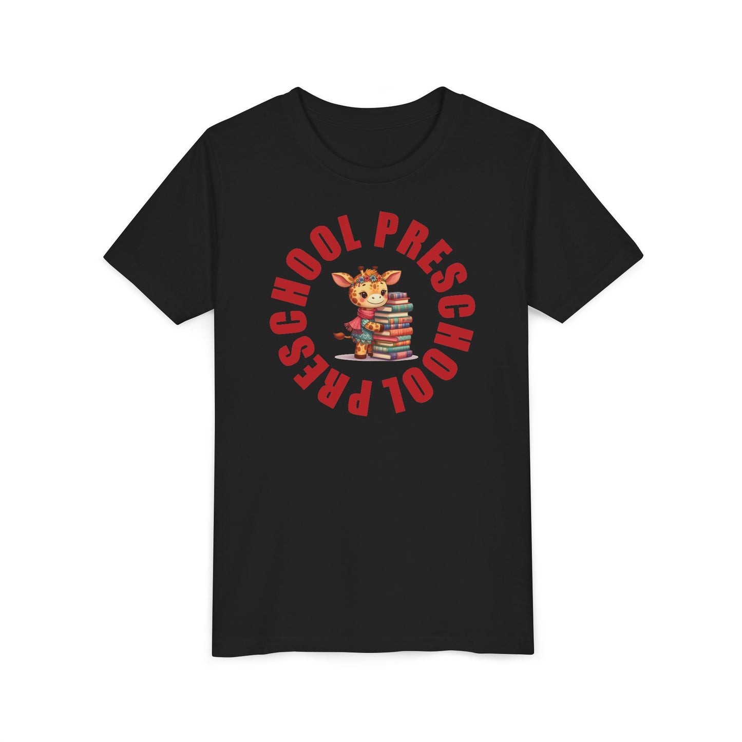 Custom Preschool Giraffe with Books Youth T-Shirt