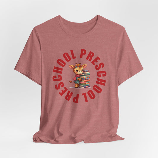 Custom Unisex Preschool Giraffe with Books T-Shirt
