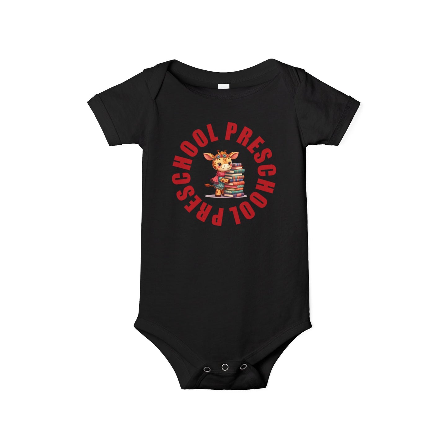 Custom Preschool Giraffe with Books Infant Jersey One Piece