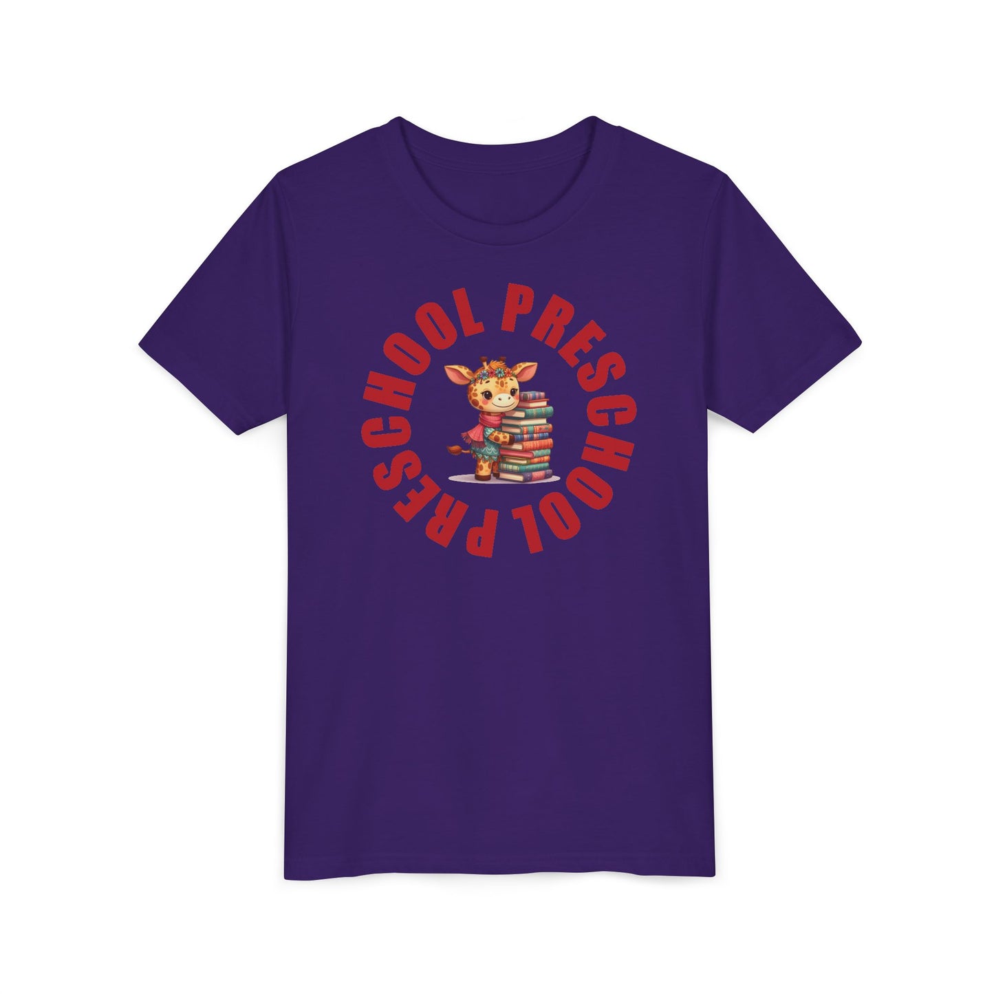 Custom Preschool Giraffe with Books Youth T-Shirt