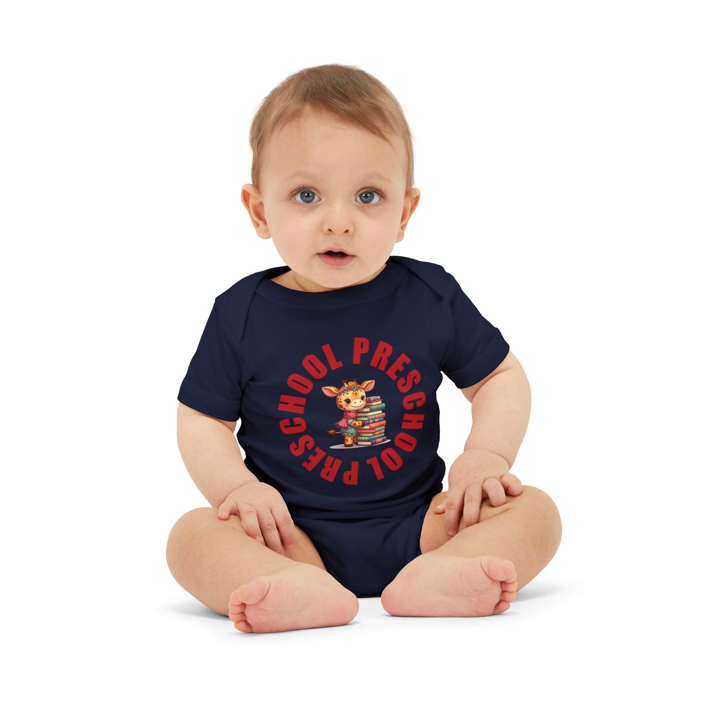 Custom Preschool Giraffe with Books Infant Jersey One Piece