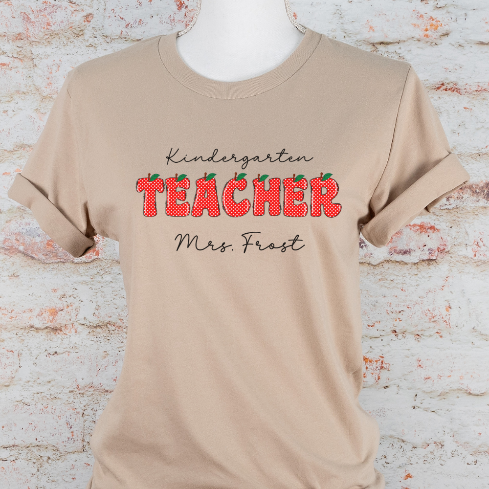 Custom Unisex Kindergarten Polka Dot Teacher T-Shirt