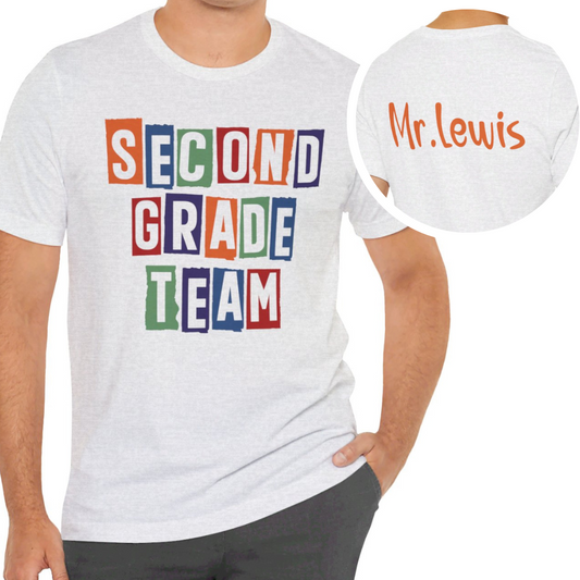 Custom Unisex Colorful Second Grade Team T-Shirt