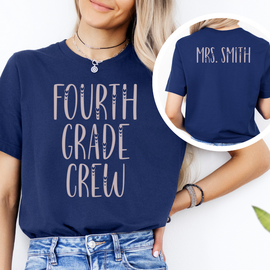 Custom Unisex Fourth Grade Crew T-Shirt