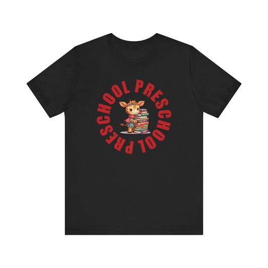 Custom Unisex Preschool Giraffe with Books T-Shirt