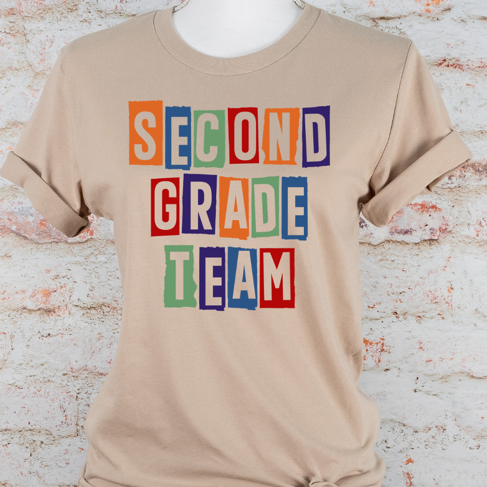 Custom Unisex Colorful Second Grade Team T-Shirt