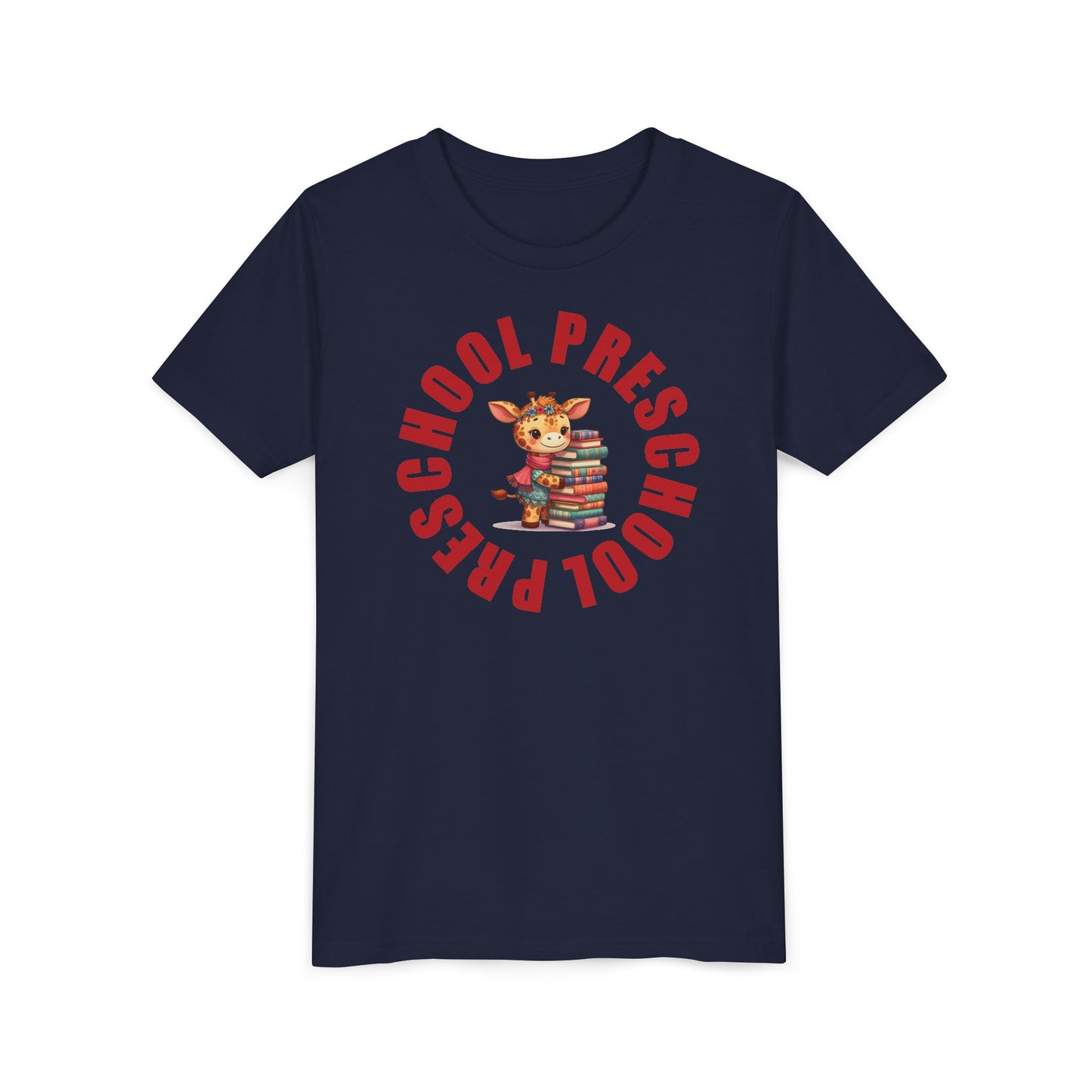 Custom Preschool Giraffe with Books Youth T-Shirt