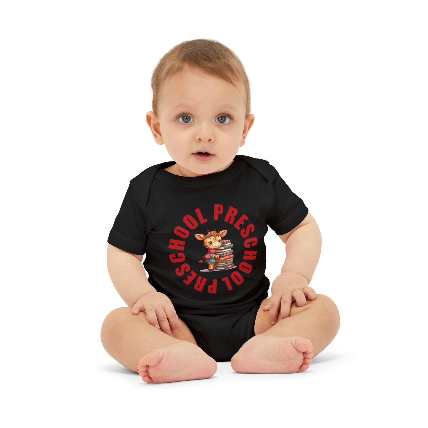 Custom Preschool Giraffe with Books Infant Jersey One Piece