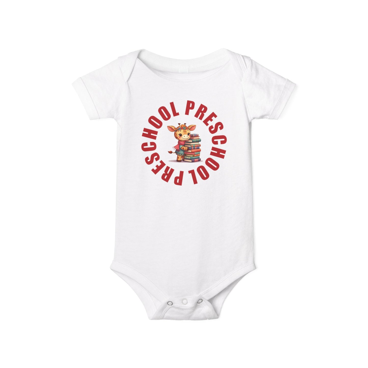 Custom Preschool Giraffe with Books Infant Jersey One Piece