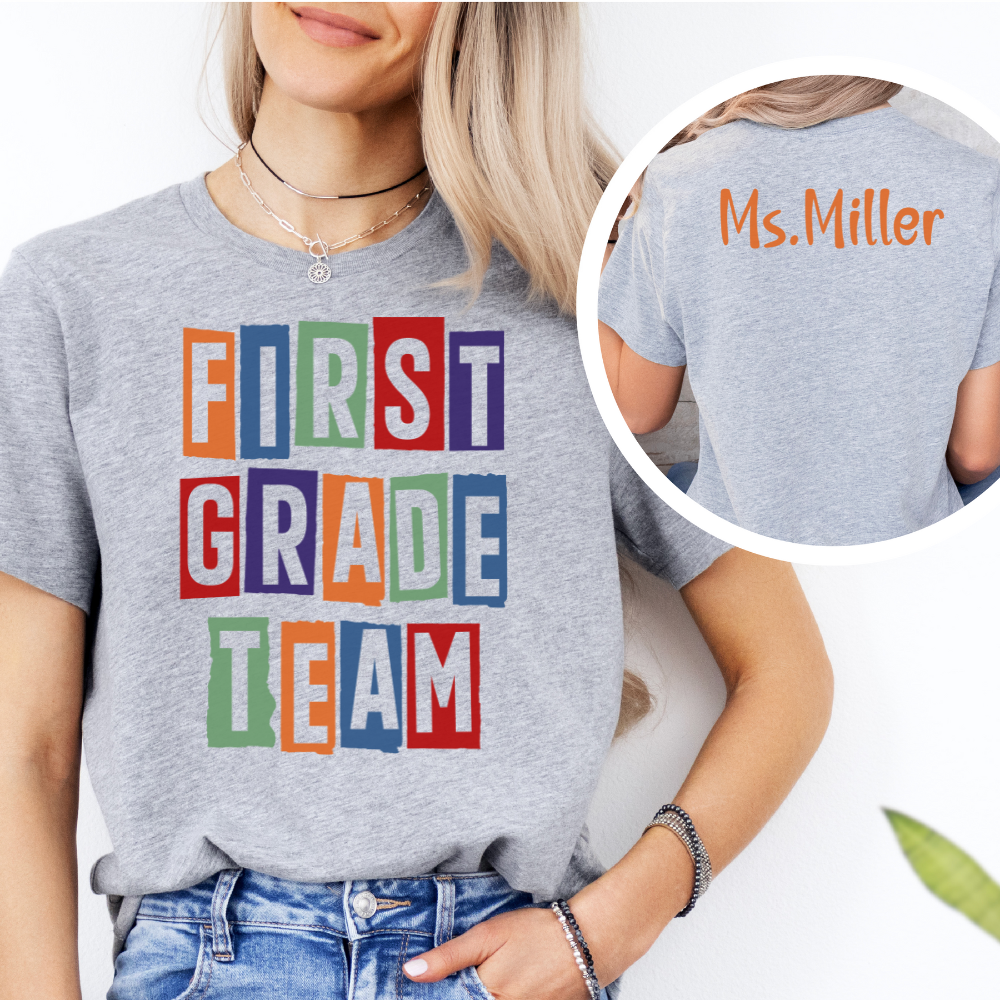 Custom Unisex Colorful First Grade Team T-Shirt