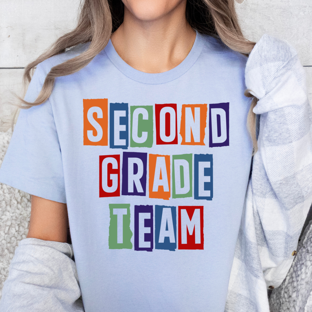 Custom Unisex Colorful Second Grade Team T-Shirt