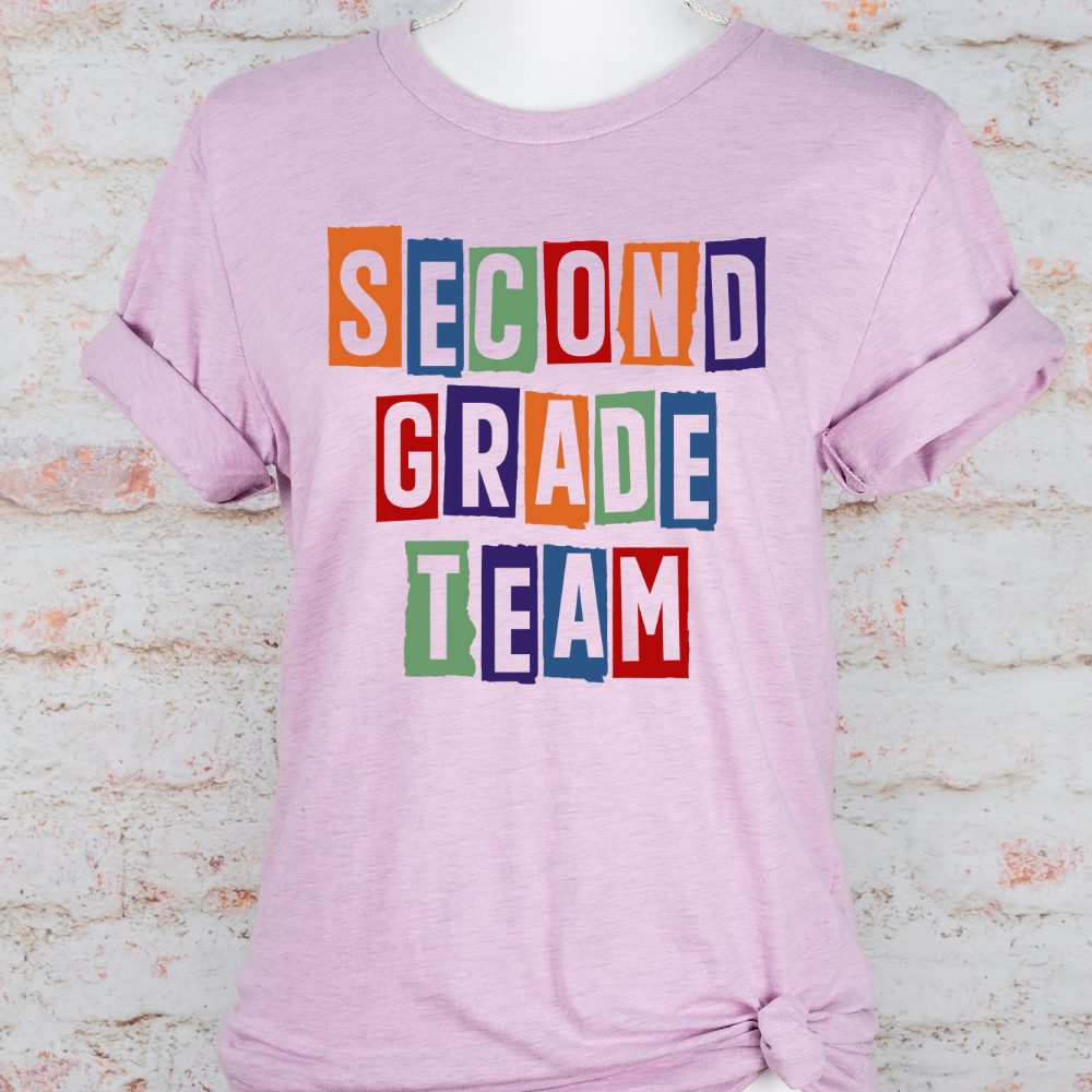 Custom Unisex Colorful Second Grade Team T-Shirt