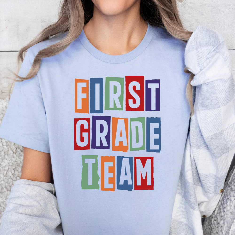 Custom Unisex Colorful First Grade Team T-Shirt