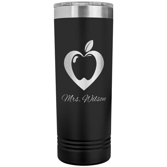 Custom Heart Apple Skinny Travel Tumbler