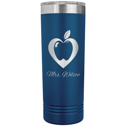 Custom Heart Apple Skinny Travel Tumbler