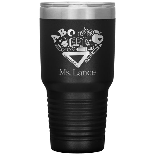 Custom Heart Teacher Supplies 30oz Travel Tumbler