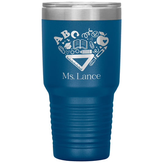 Custom Heart Teacher Supplies 30oz Travel Tumbler