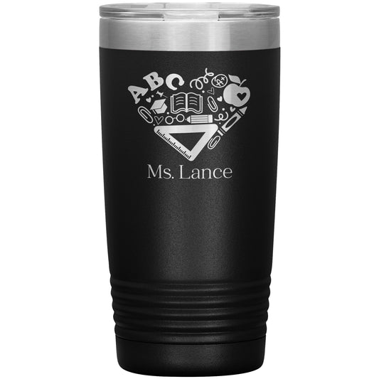 Custom Heart Teacher Supplies Travel Tumbler