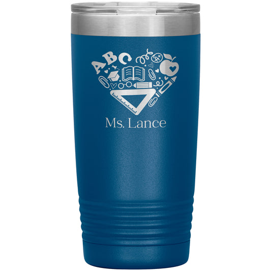 Custom Heart Teacher Supplies Travel Tumbler