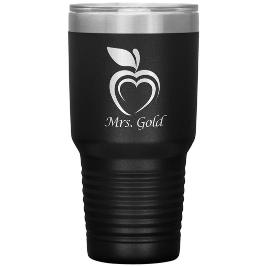 Custom Silhouette Apple Heart 30oz Travel Tumbler