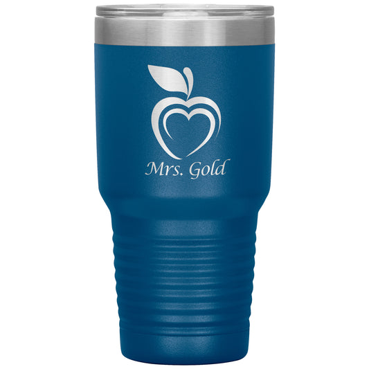 Custom Silhouette Apple Heart 30oz Travel Tumbler