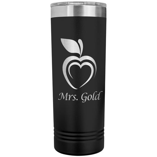Custom Silhouette Apple Heart Skinny Travel Tumbler