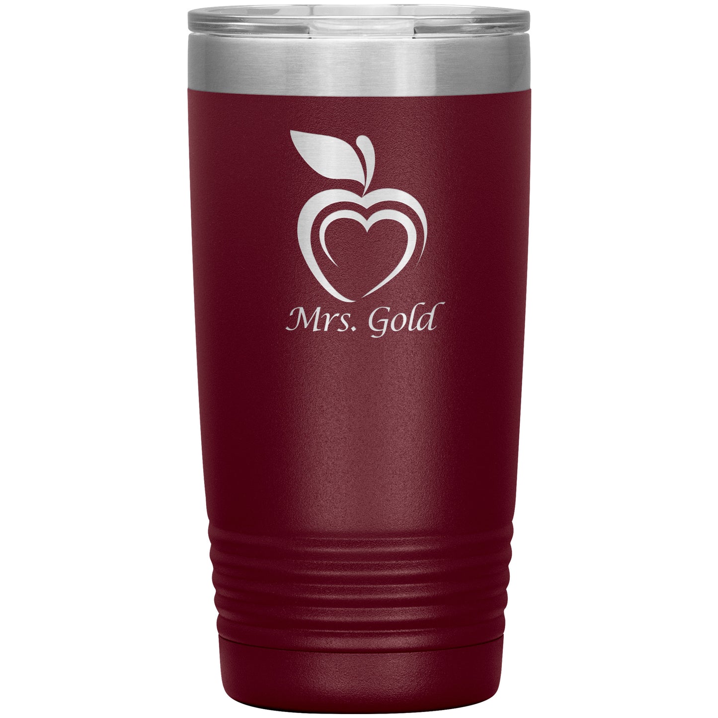 Custom Silhouette Apple Heart Travel Tumbler