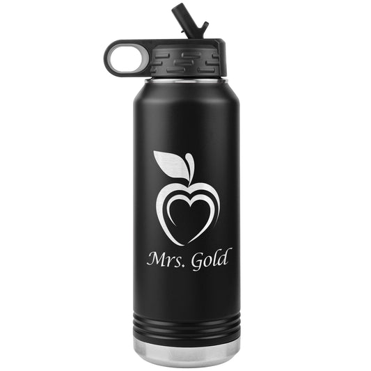 Custom Silhouette Apple Heart Water Bottle Tumbler