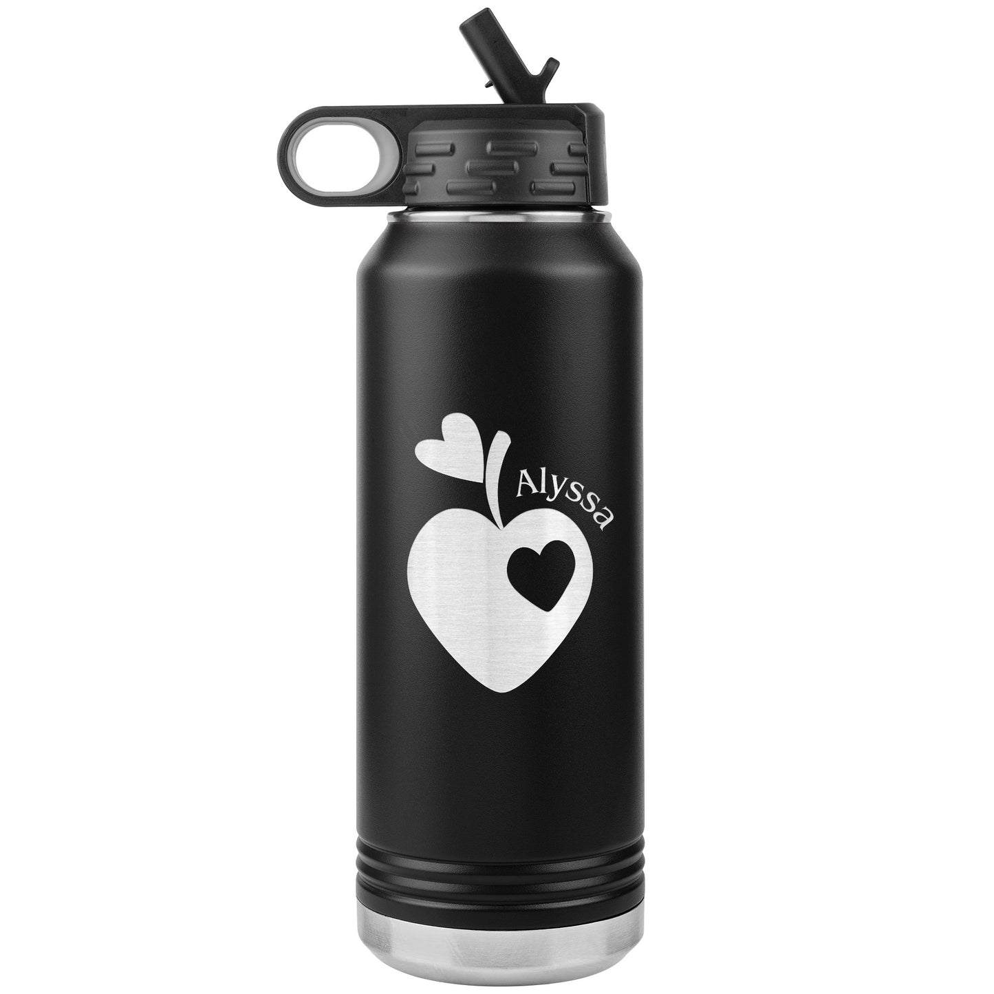 Custom Sweet Apple Heart Water Bottle Tumbler