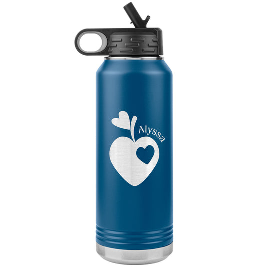 Custom Sweet Apple Heart Water Bottle Tumbler