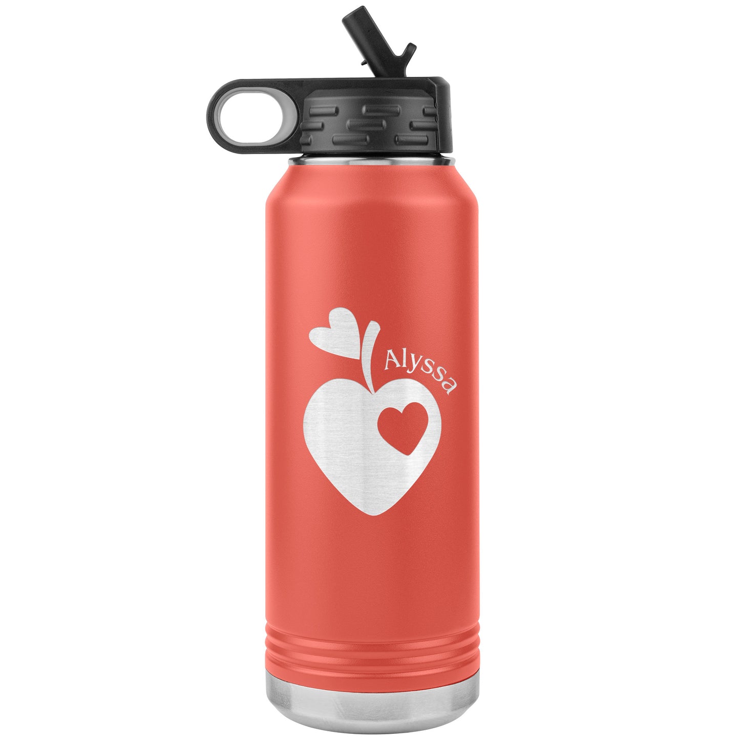 Custom Sweet Apple Heart Water Bottle Tumbler