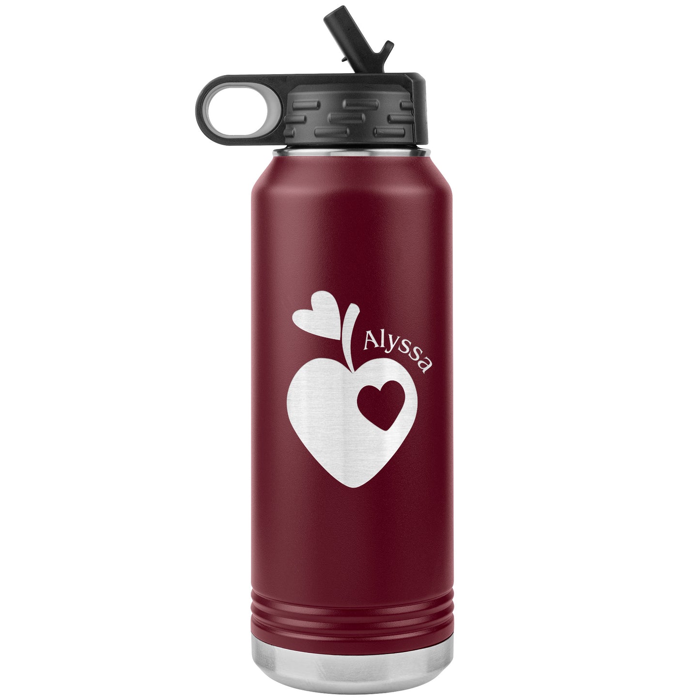 Custom Sweet Apple Heart Water Bottle Tumbler