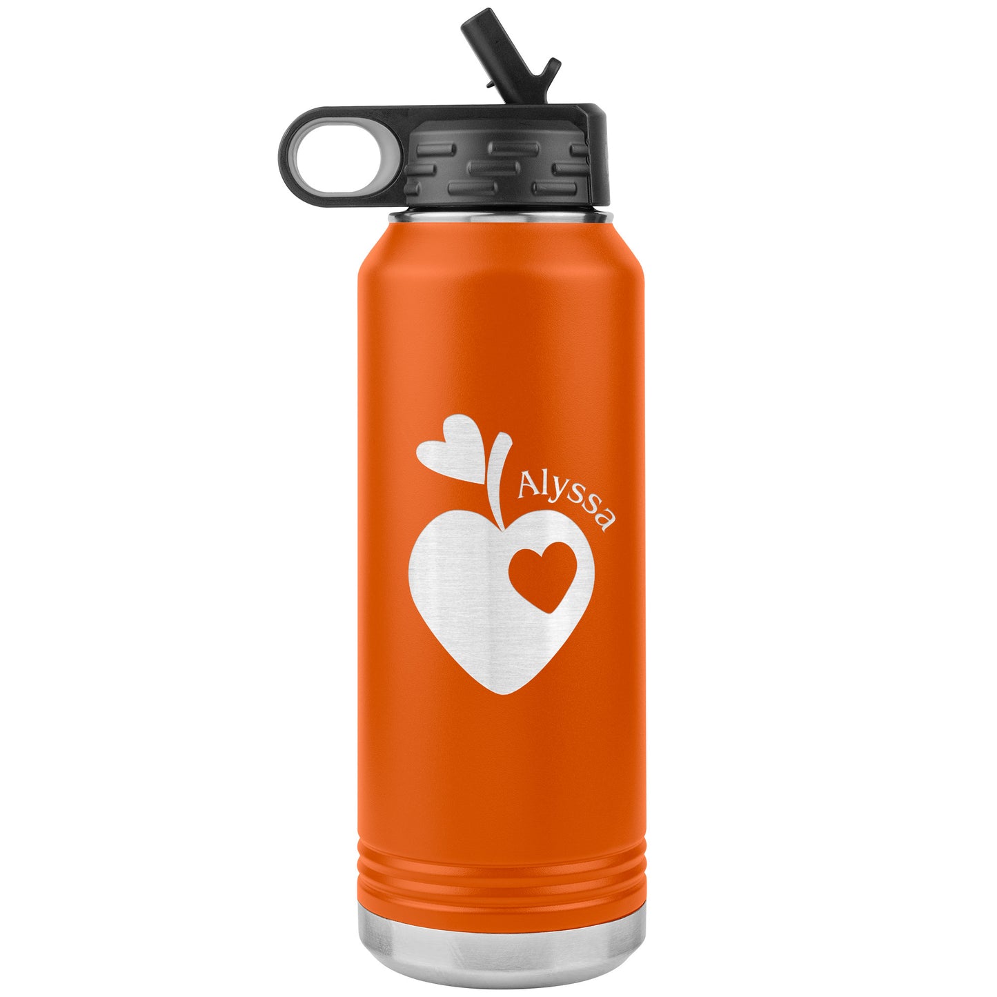 Custom Sweet Apple Heart Water Bottle Tumbler