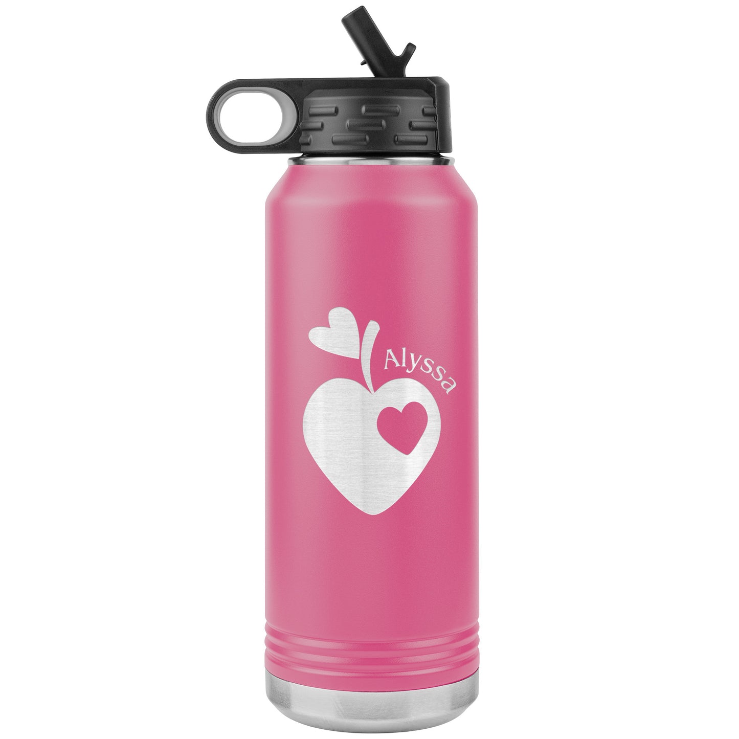 Custom Sweet Apple Heart Water Bottle Tumbler